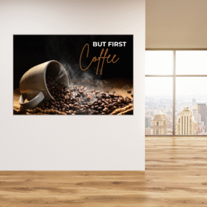 Fotoleinwand Kaffeetasse mit Kaffeebohnen - Dein Moment auf Leinwand